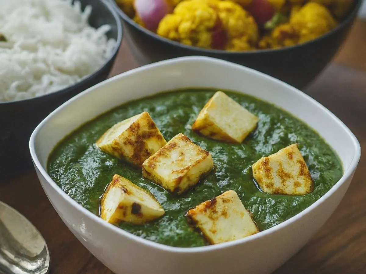 Palak Paneer With Basmati Rice and Gobi Aloo Palak Paneer With Basmati Rice and Gobi Aloo
