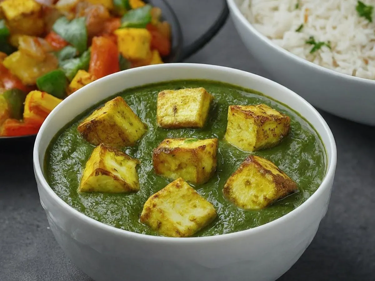 Palak Paneer With Basmati Rice and Mixed Vegetables Palak Paneer With Basmati Rice and Mixed Vegetables
