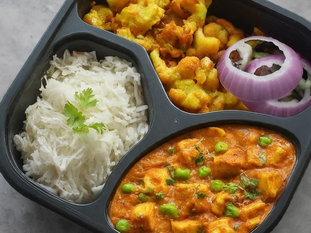 Mutter Paneer With Basmati Rice and Gobi Aloo Mutter Paneer With Basmati Rice and Gobi Aloo