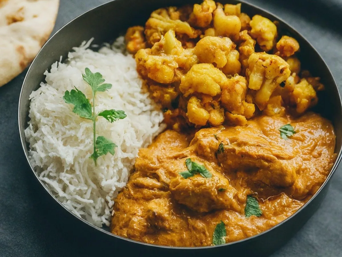 Kadahi Chicken With Basmati Rice and Gobi Aloo Kadahi Chicken With Basmati Rice and Gobi Aloo