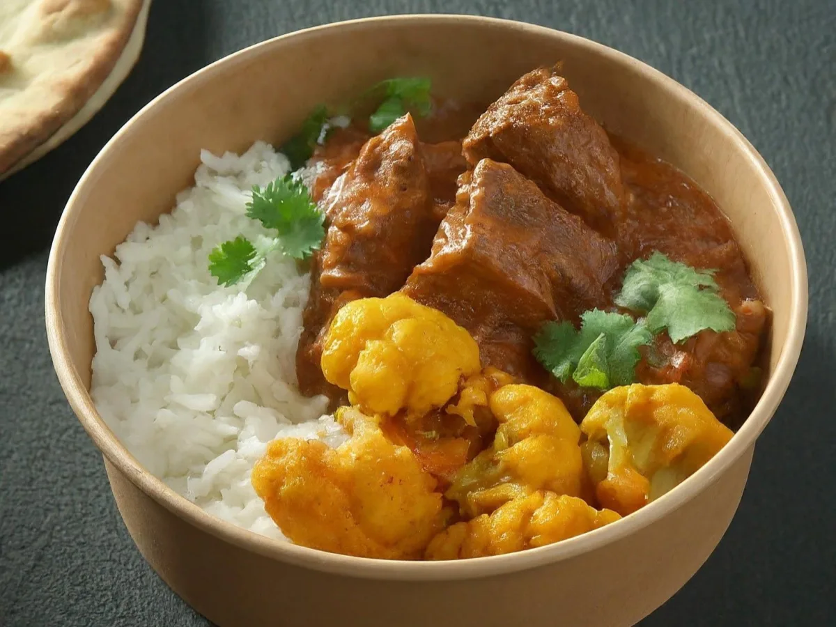 Lamb Rogan Josh With Basmati Rice and Aloo Gobi Lamb Rogan Josh With Basmati Rice and Aloo Gobi