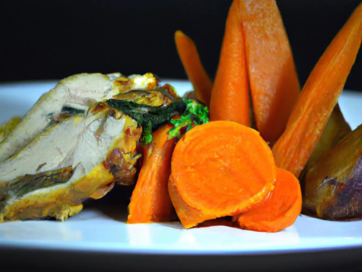 Lemon Herb Grilled Chicken Served with Roasted Sweet Potato & Roasted Carrots Lemon Herb Grilled Chicken Served with Roasted Sweet Potato & Roasted Carrots