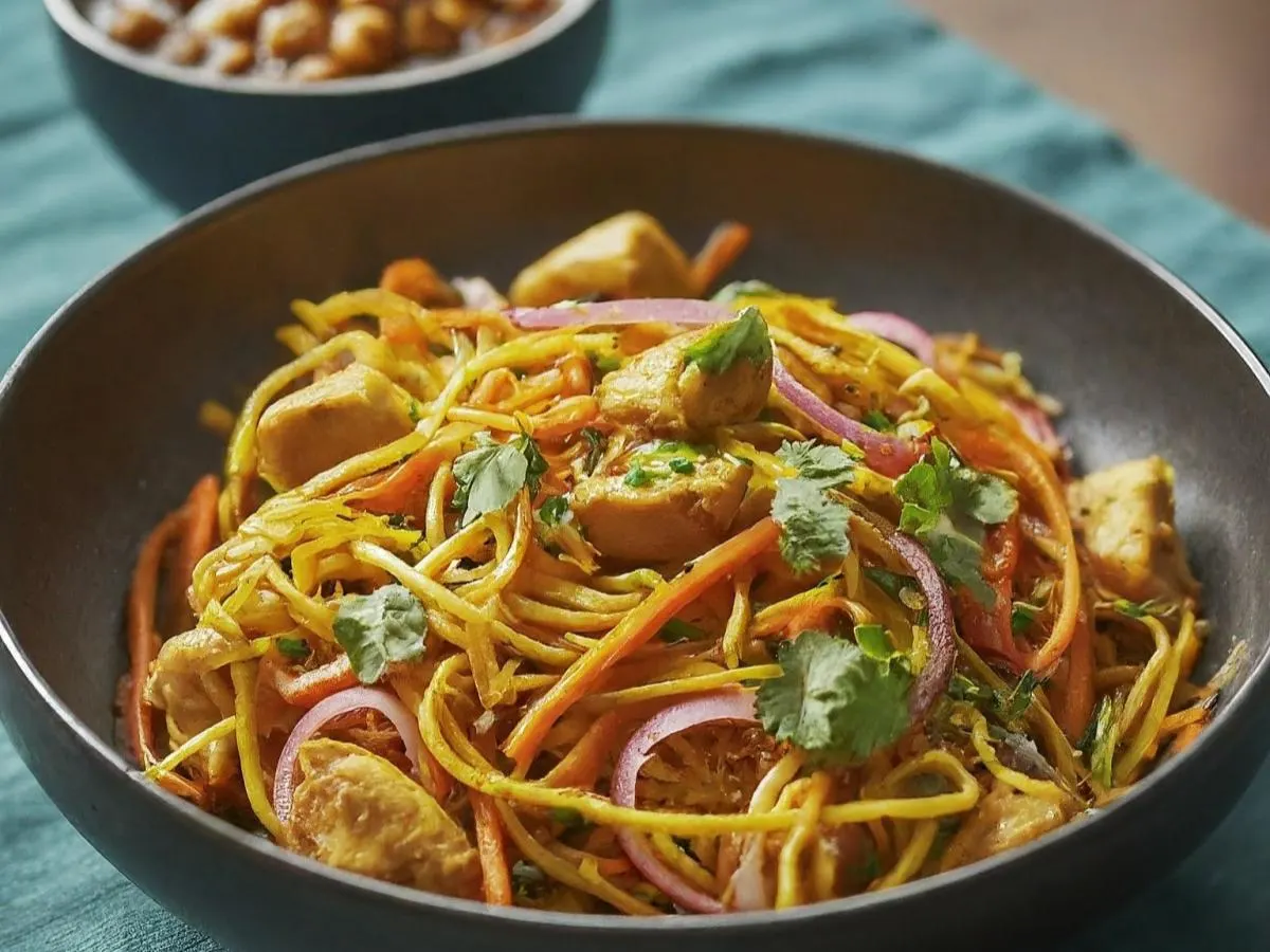 Chicken Chow Mein with Chana Masala (No Cilantro) Chicken Chow Mein with Chana Masala (No Cilantro)