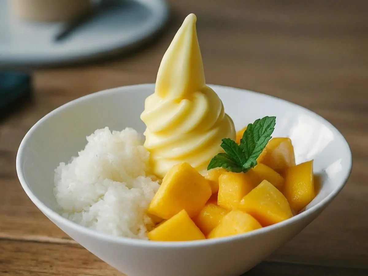 Vanilla Soft Serve With Mango & Sticky Rice Vanilla Soft Serve With Mango & Sticky Rice