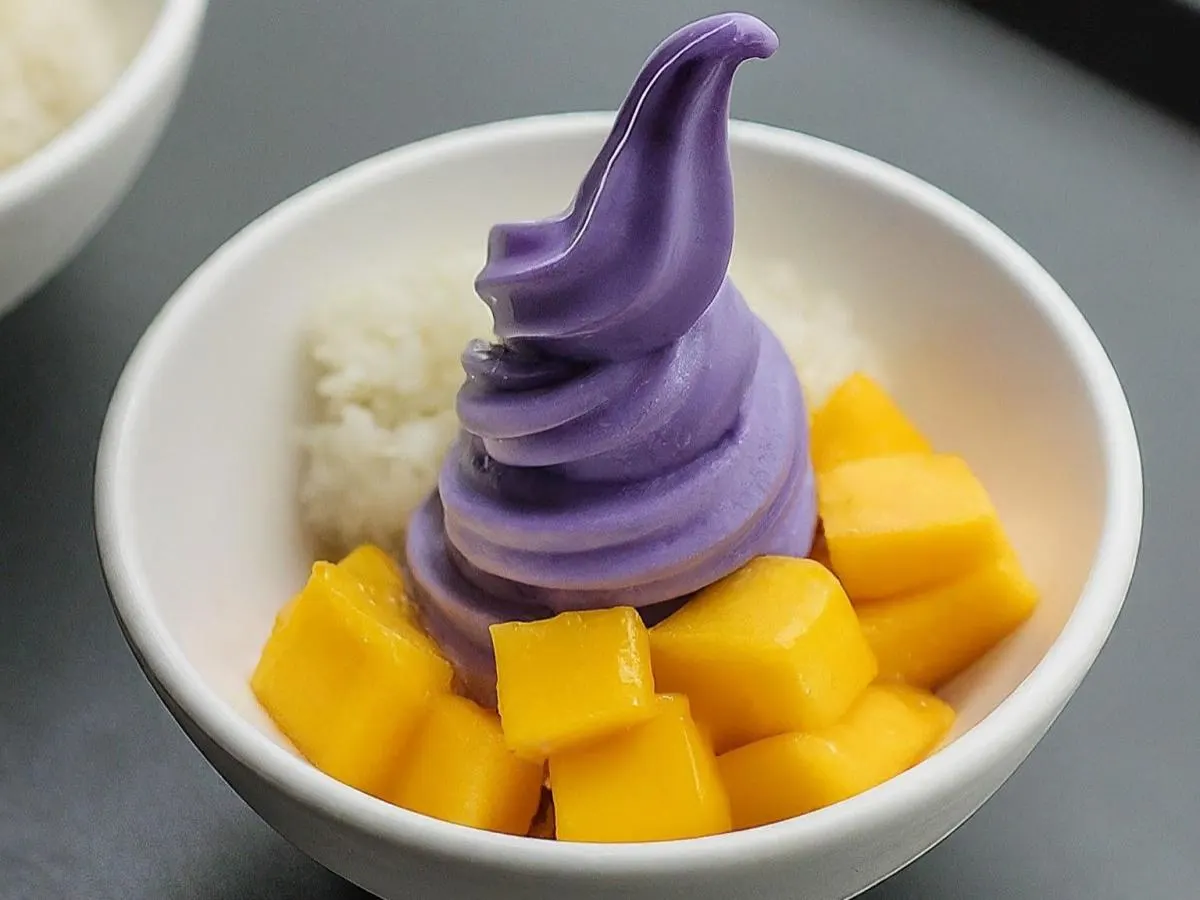 Ube Soft Serve With Mango & Sticky Rice Ube Soft Serve With Mango & Sticky Rice