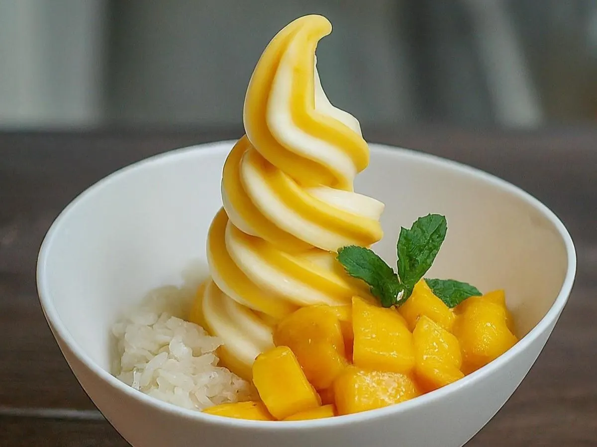 Swirl Soft Serve With Mango & Sticky Rice Swirl Soft Serve With Mango & Sticky Rice
