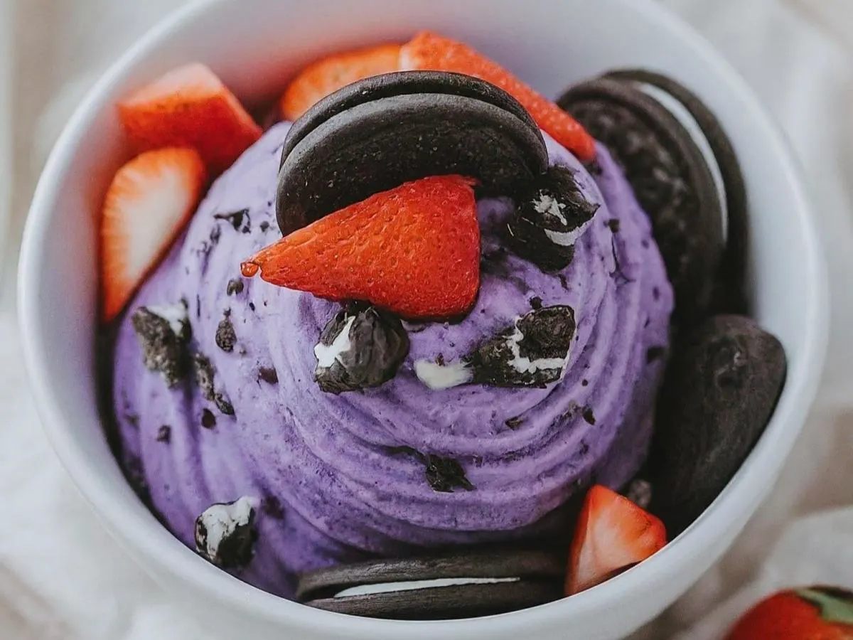 Ube Soft Serve With Strawberries & Oreo Ube Soft Serve With Strawberries & Oreo