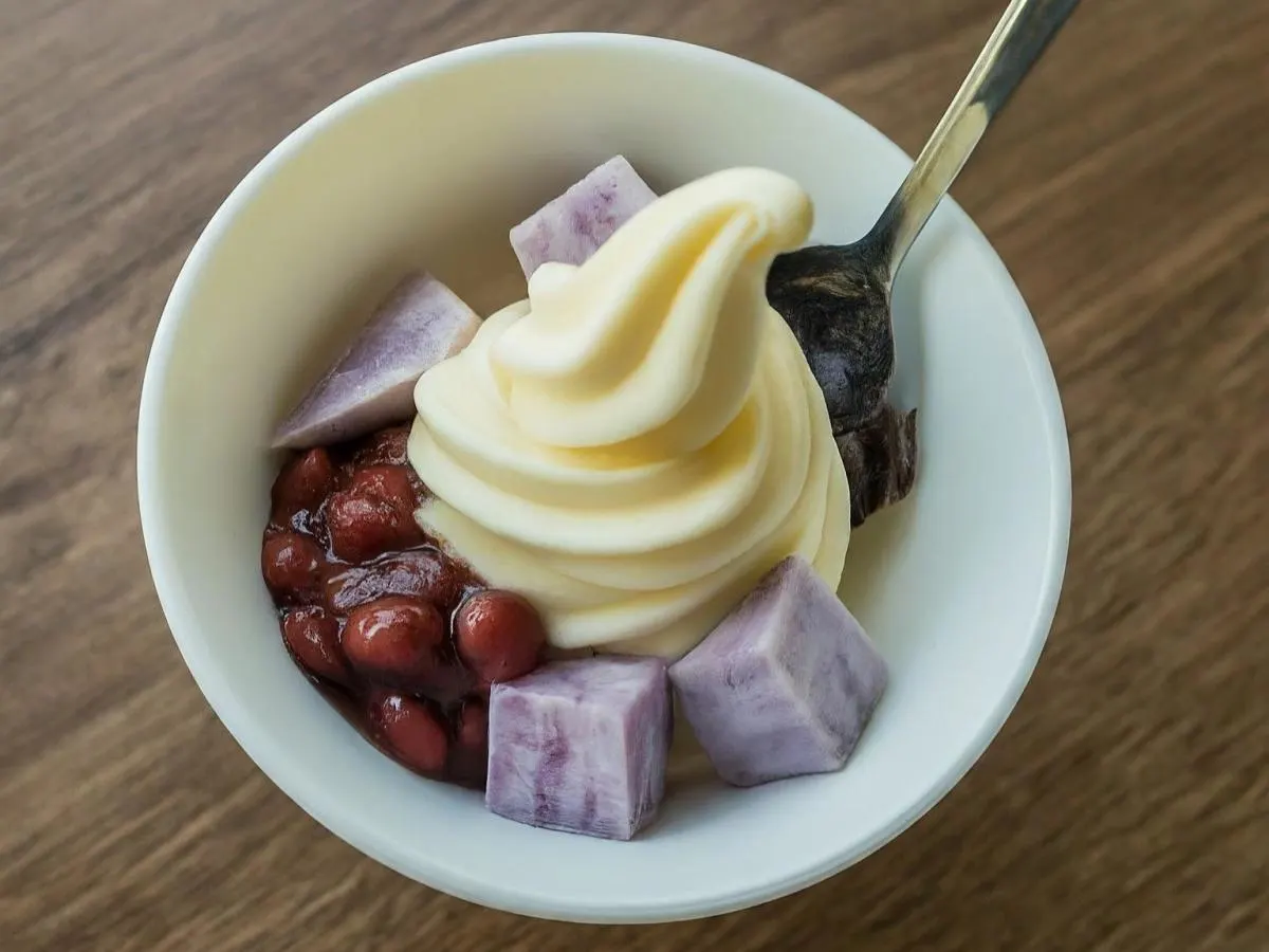 Vanilla Soft Serve With Red Bean & Taro Vanilla Soft Serve With Red Bean & Taro