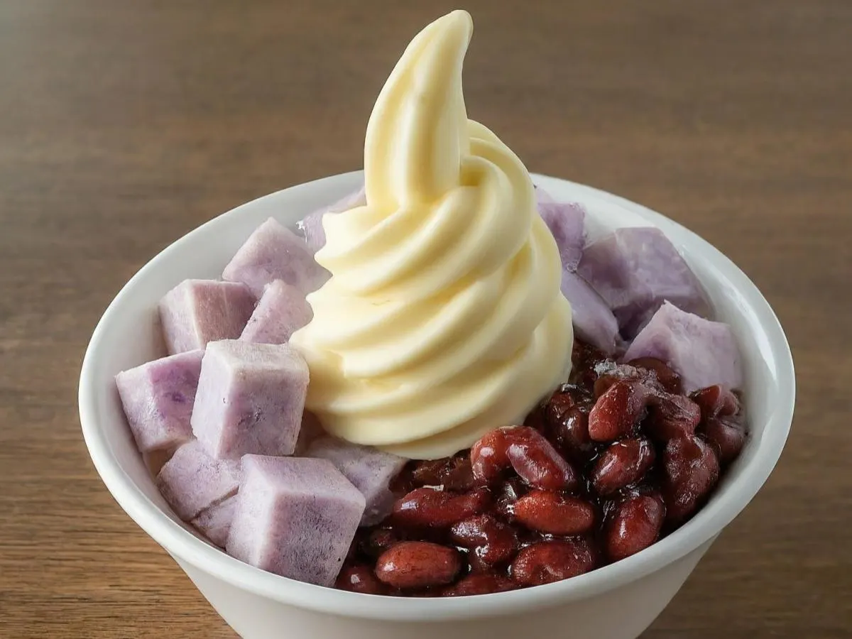 Swirl Soft Serve With Red Bean & Taro Swirl Soft Serve With Red Bean & Taro
