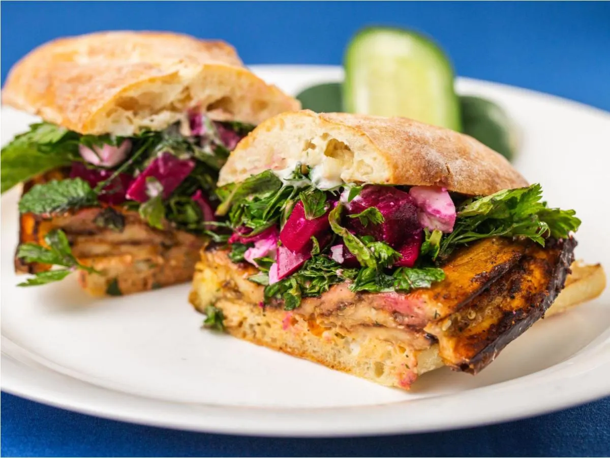Gluten Free Roasted Eggplant and Pickled Beet Sandwich Gluten Free Roasted Eggplant and Pickled Beet Sandwich