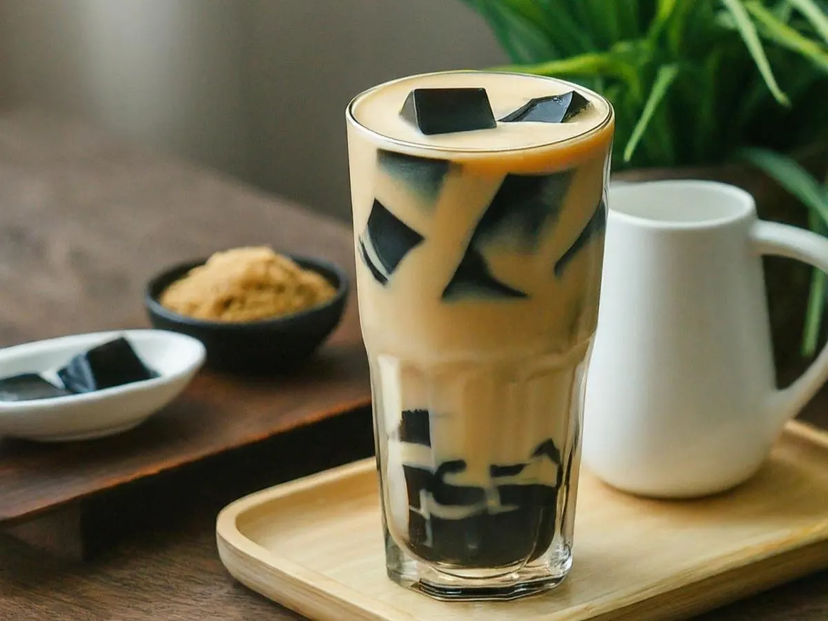 35% Sweetness Oolong Milk Tea w/Grass Jelly 35% Sweetness Oolong Milk Tea w/Grass Jelly