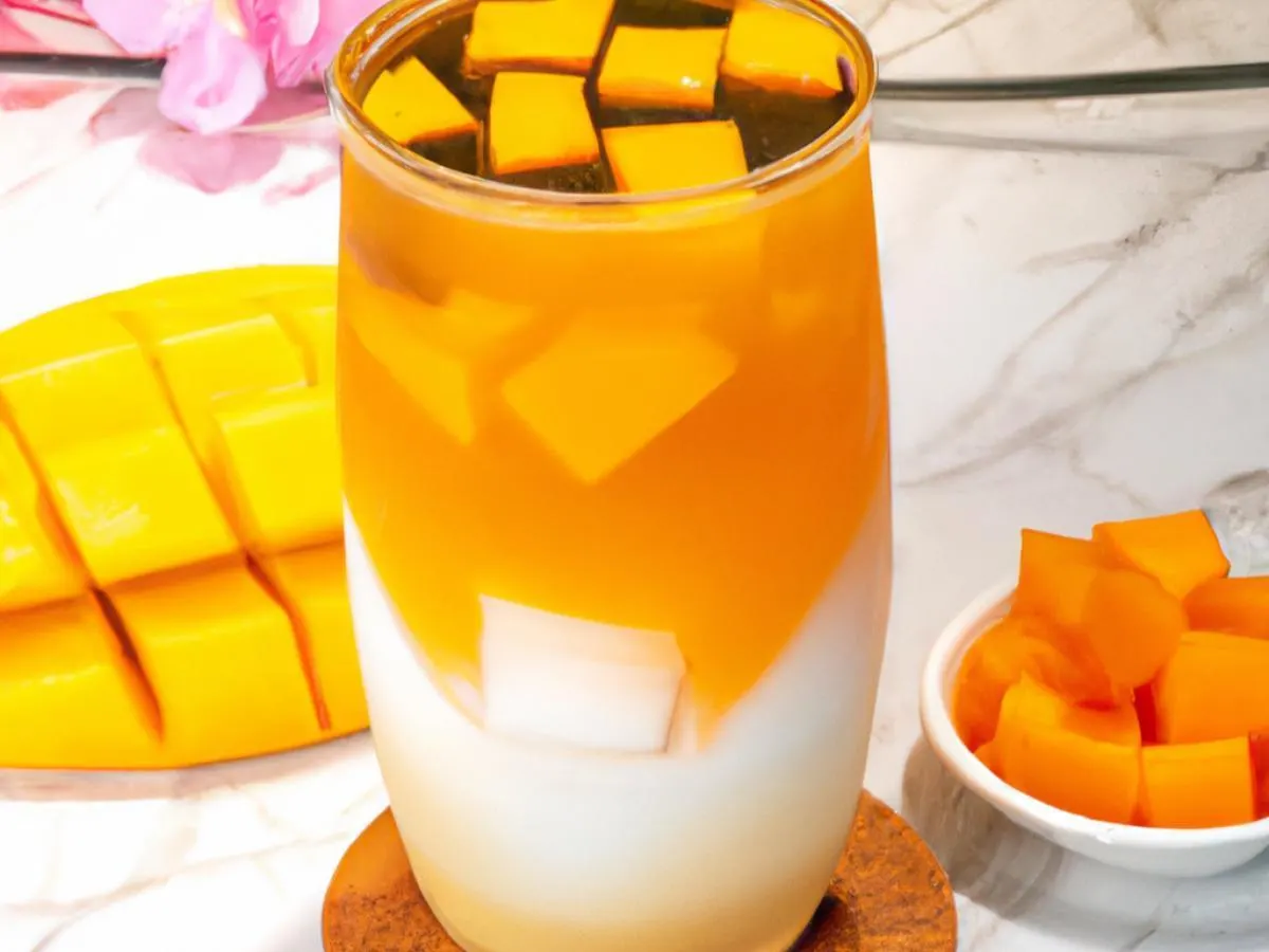 Coconut Milk Thai Tea with Mango Jelly [Unsweetened]