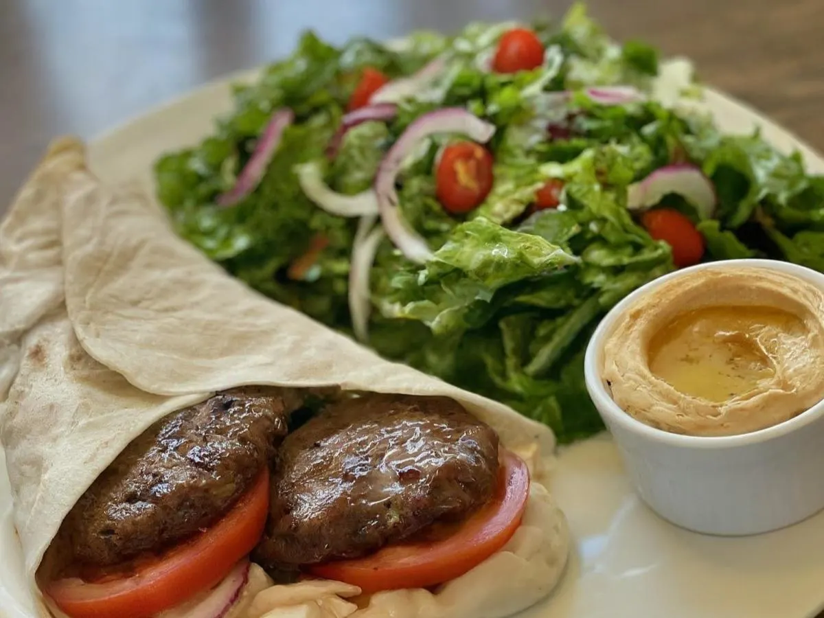 Dairy Free Kofte Durum Wrap and Salad