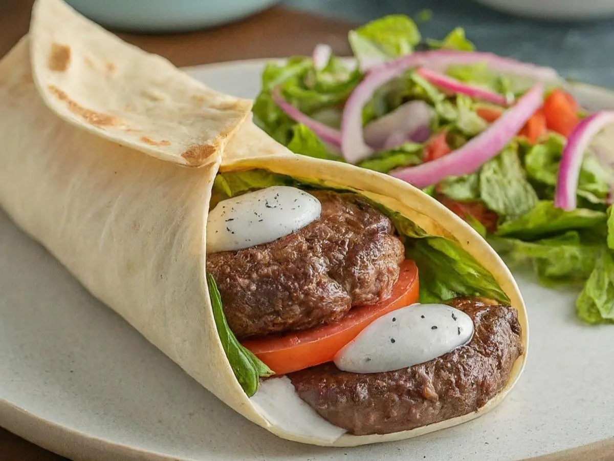 Kofte Durum Wrap and Salad