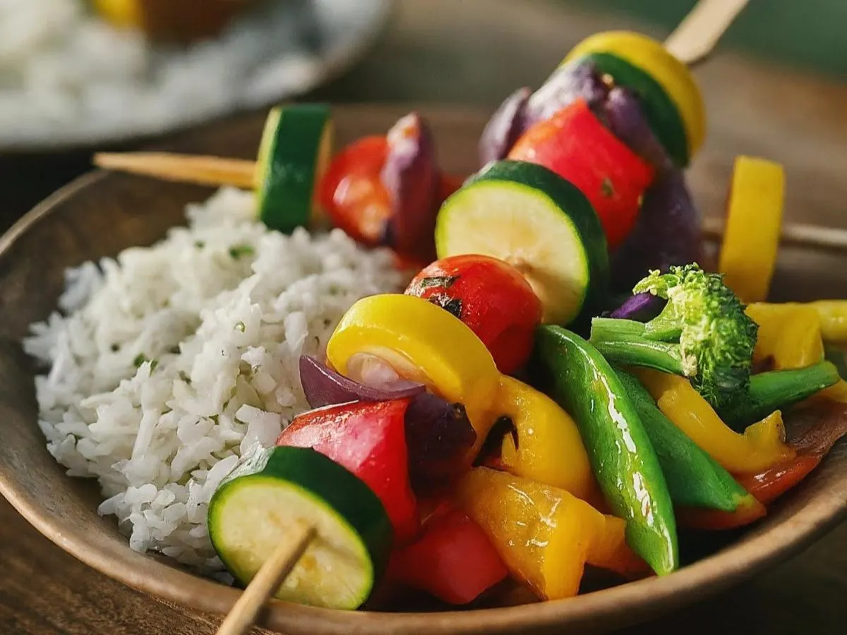 Veggie Kebab with Rice and Sauteed Veggies (Allergen Free)