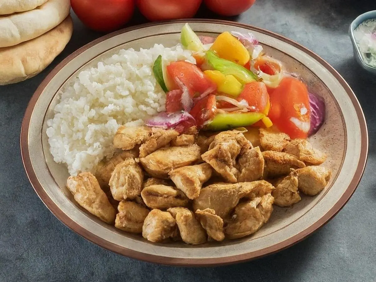 Tavuk Doner with Rice and Sauteed Veggies