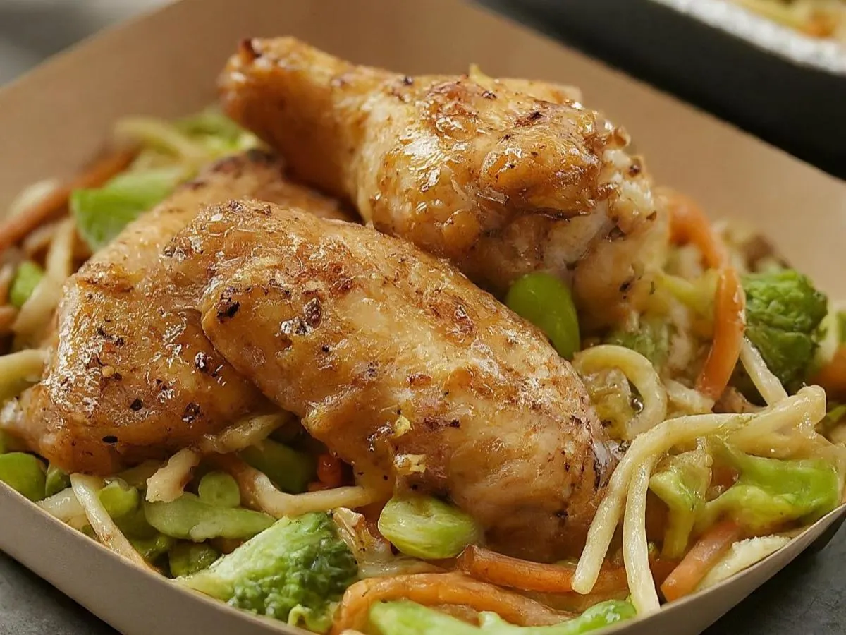 Lemon Pepper Chicken Wings with Veggie Lo Mein Boxed Meal