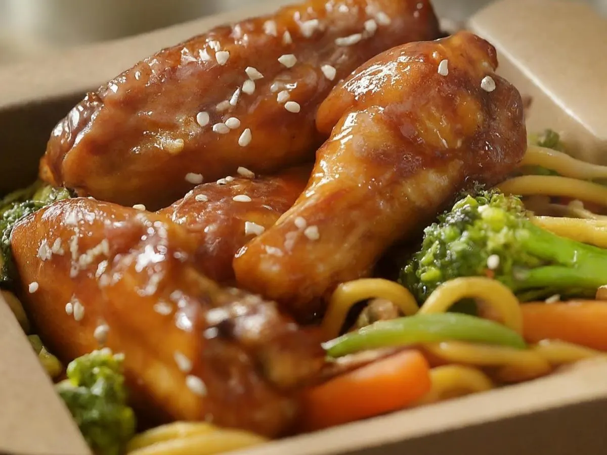 Teriyaki Chicken Wings with Veggie Lo Mein Boxed Meal