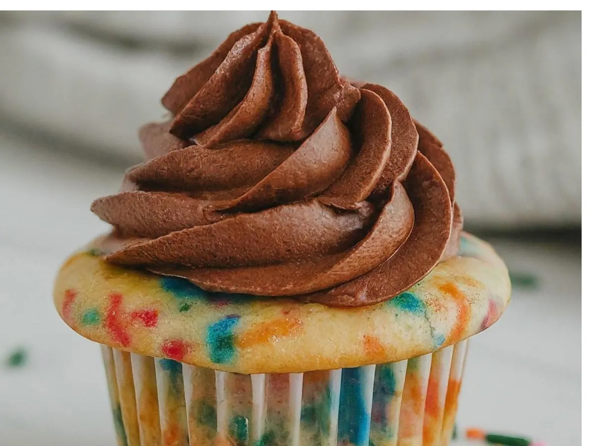 Funfetti Cupcake with Chocolate Frosting Funfetti Cupcake with Chocolate Frosting