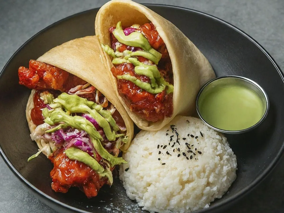 Korean Fried Chicken Tacos with Rice Korean Fried Chicken Tacos with Rice