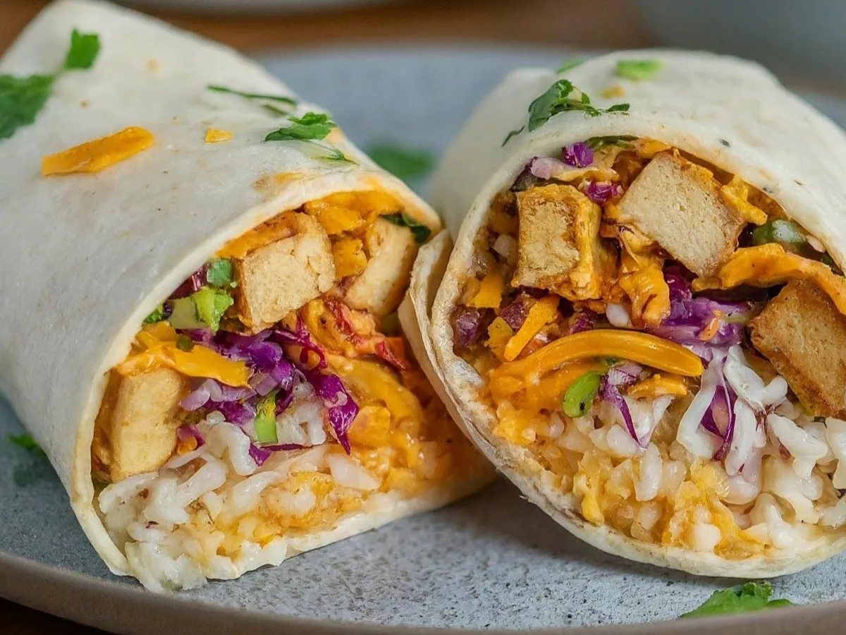 Vegan Fried Tofu Burrito with Rice Vegan Fried Tofu Burrito with Rice