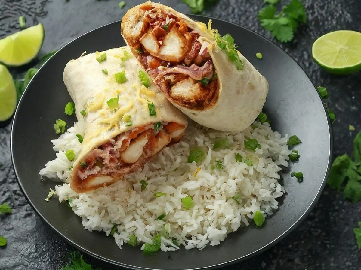 Soy Garlic Fried Chicken Burrito with Rice Soy Garlic Fried Chicken Burrito with Rice