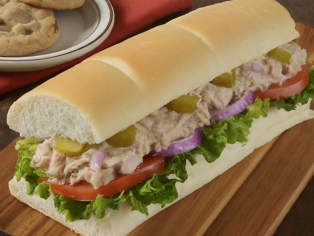 Albacore Tuna Sub on White Bread and a Chocolate Chip Cookie Albacore Tuna Sub on White Bread and a Chocolate Chip Cookie