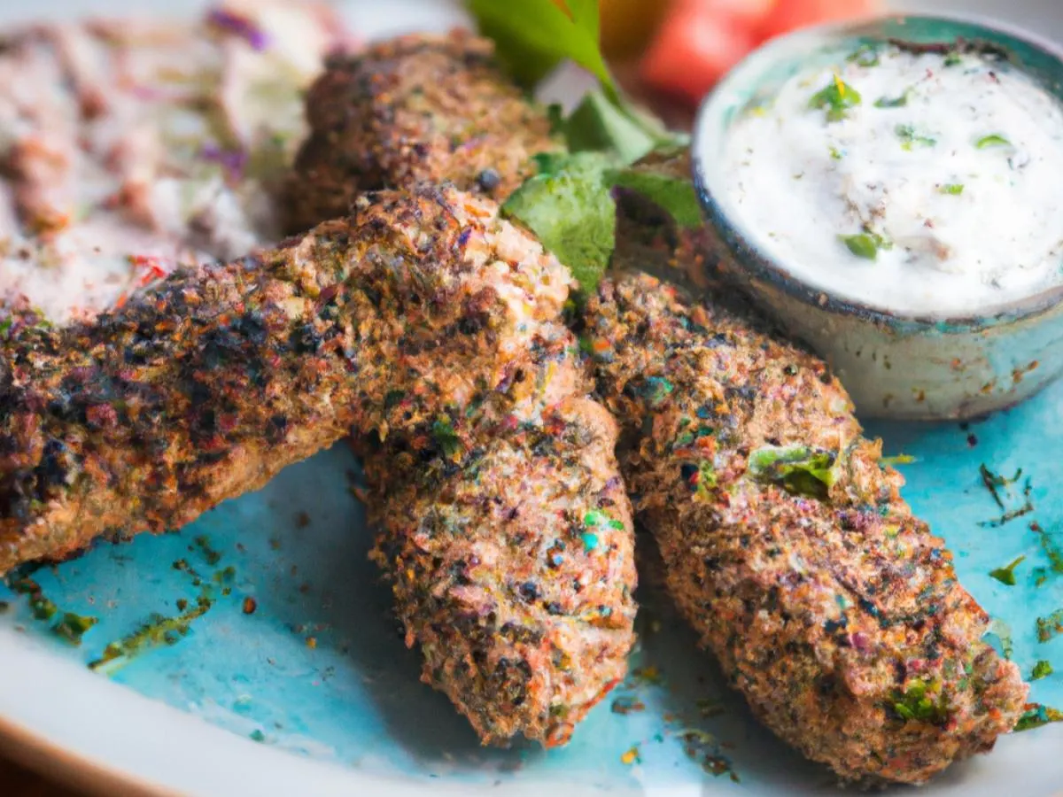 Vegetarian Impossible Meat Kefta Kebab with Tzatziki Vegetarian Impossible Meat Kefta Kebab with Tzatziki