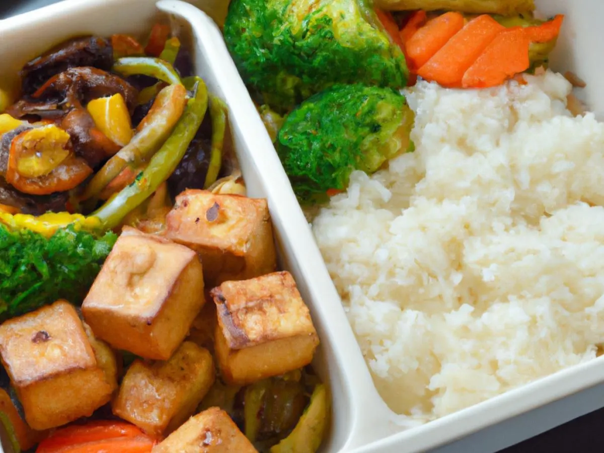Mixed Vegetables with Fried Tofu Rice Box Mixed Vegetables with Fried Tofu Rice Box