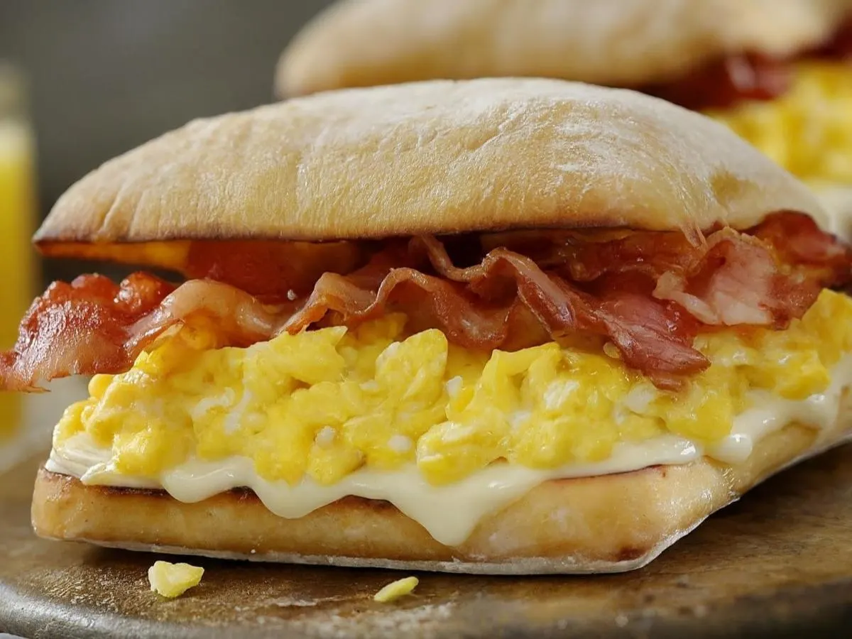 Bacon, Egg & Cheese Sandwich on Ciabatta Bacon, Egg & Cheese Sandwich on Ciabatta
