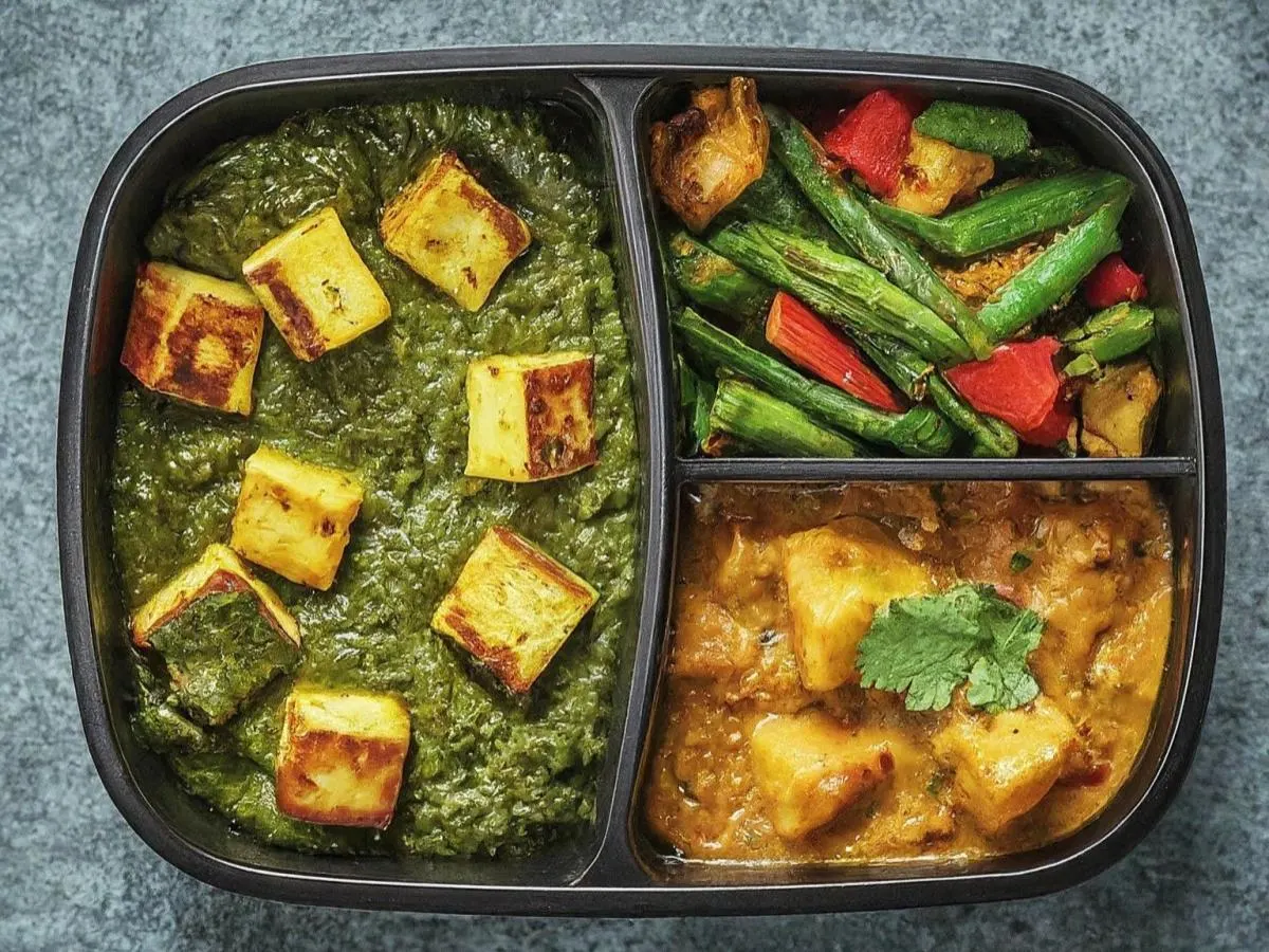 Light Carb Saag/Palak Paneer with Tawa Vegetables and Veggie Korma Light Carb Saag/Palak Paneer with Tawa Vegetables and Veggie Korma