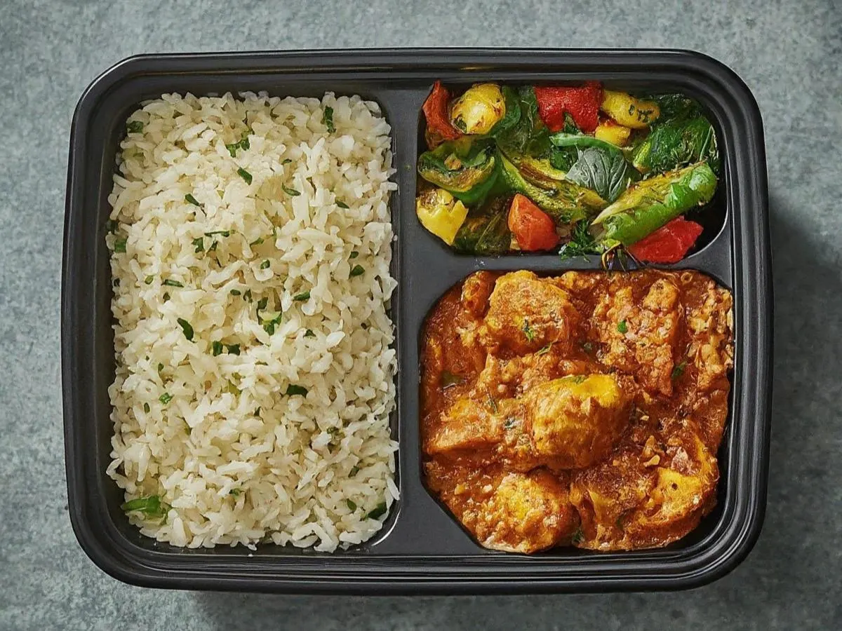 Chicken Vindaloo with Rice and Tawa Veggies (Allergen Free) Chicken Vindaloo with Rice and Tawa Veggies (Allergen Free)