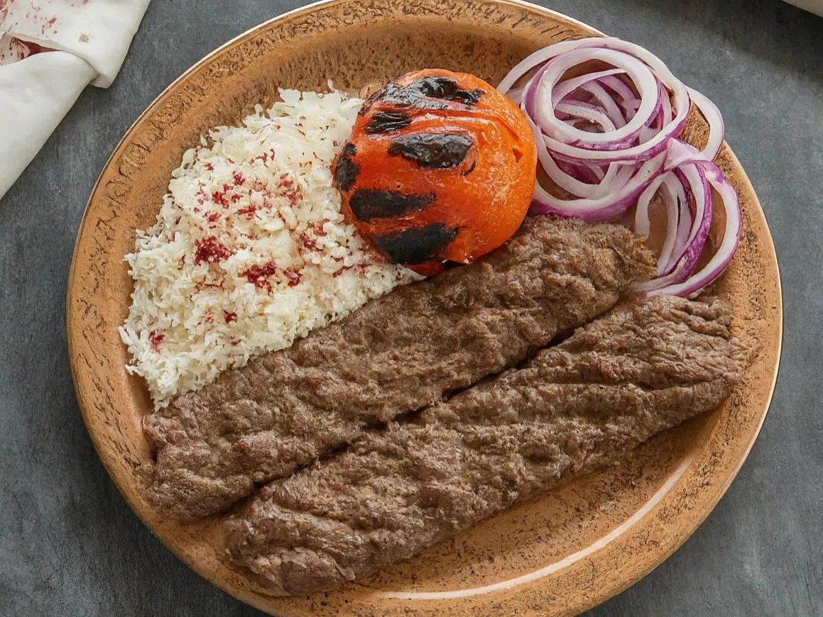 Beef Kabob Plate with Basmati Rice and Persian Veggies