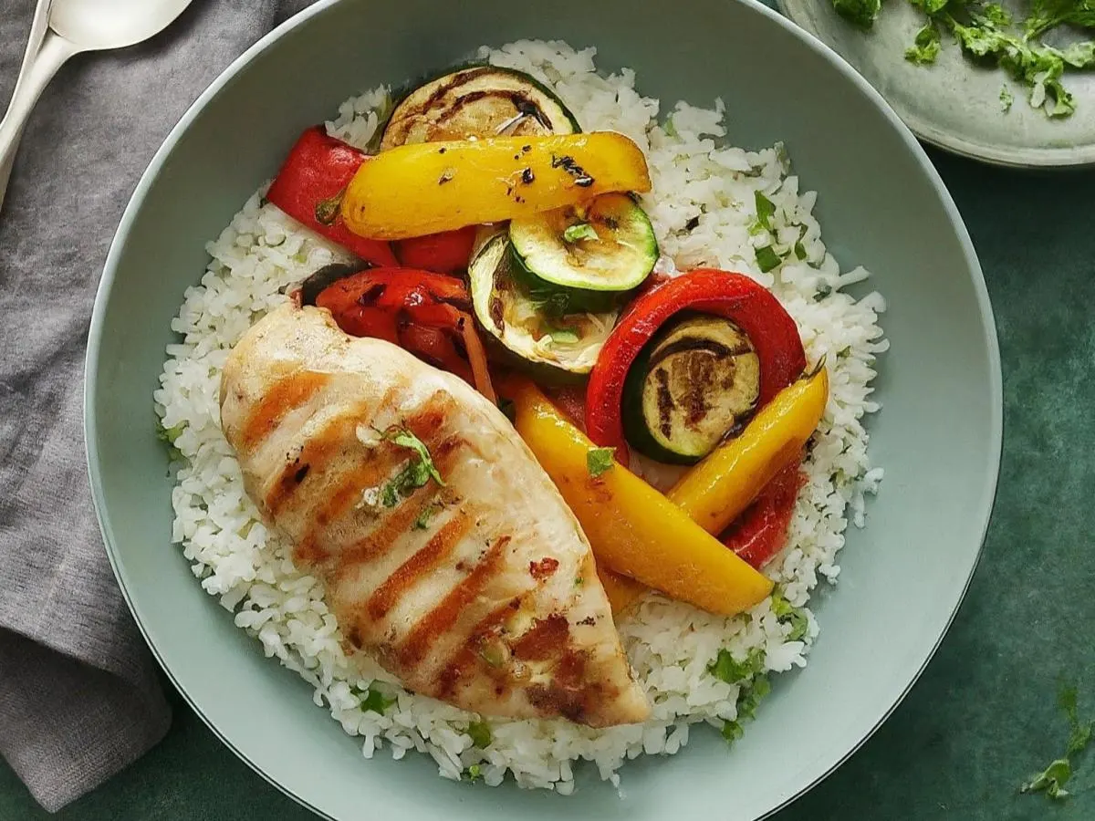 Chicken Breast Plate with Basmati Rice and Grilled Veggies