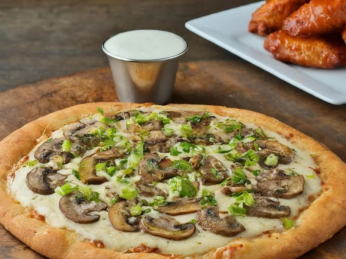 Personal Veggie Gourmet Pizza (No Tomatoes) and Boneless BBQ Wings
