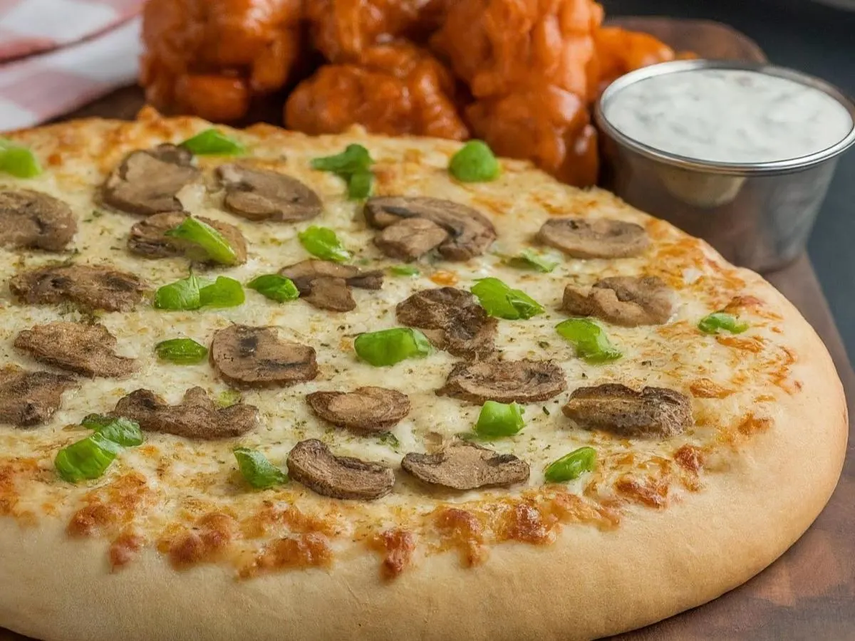 Personal Veggie Gourmet Pizza (No Tomatoes) and Boneless Mild Buffalo Wings