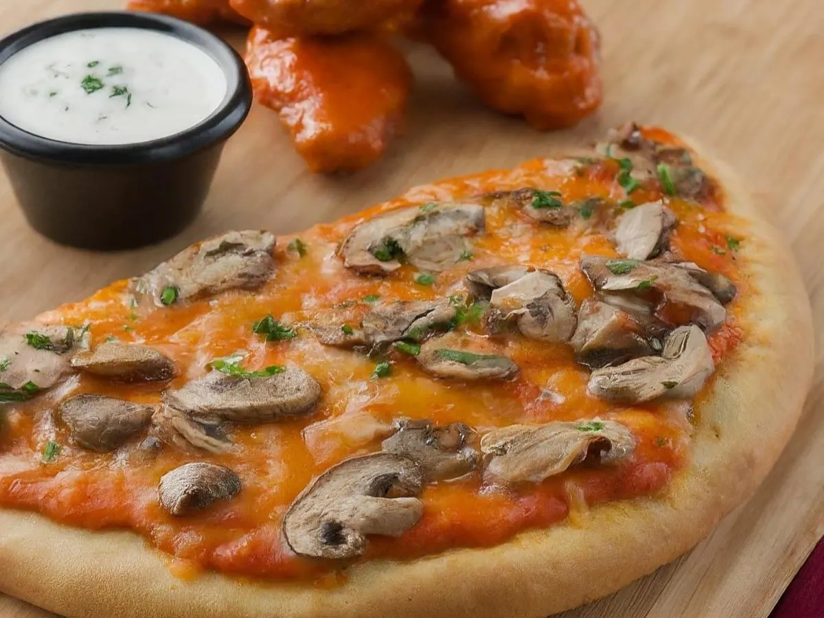 Personal Mushroom Pizza and Boneless Mild Buffalo Wings