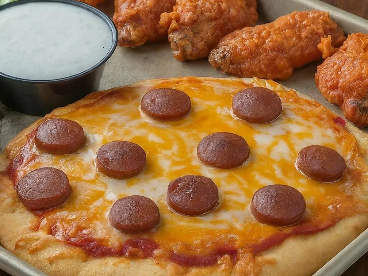 Personal Sausage Pizza and Boneless Mild Buffalo Wings