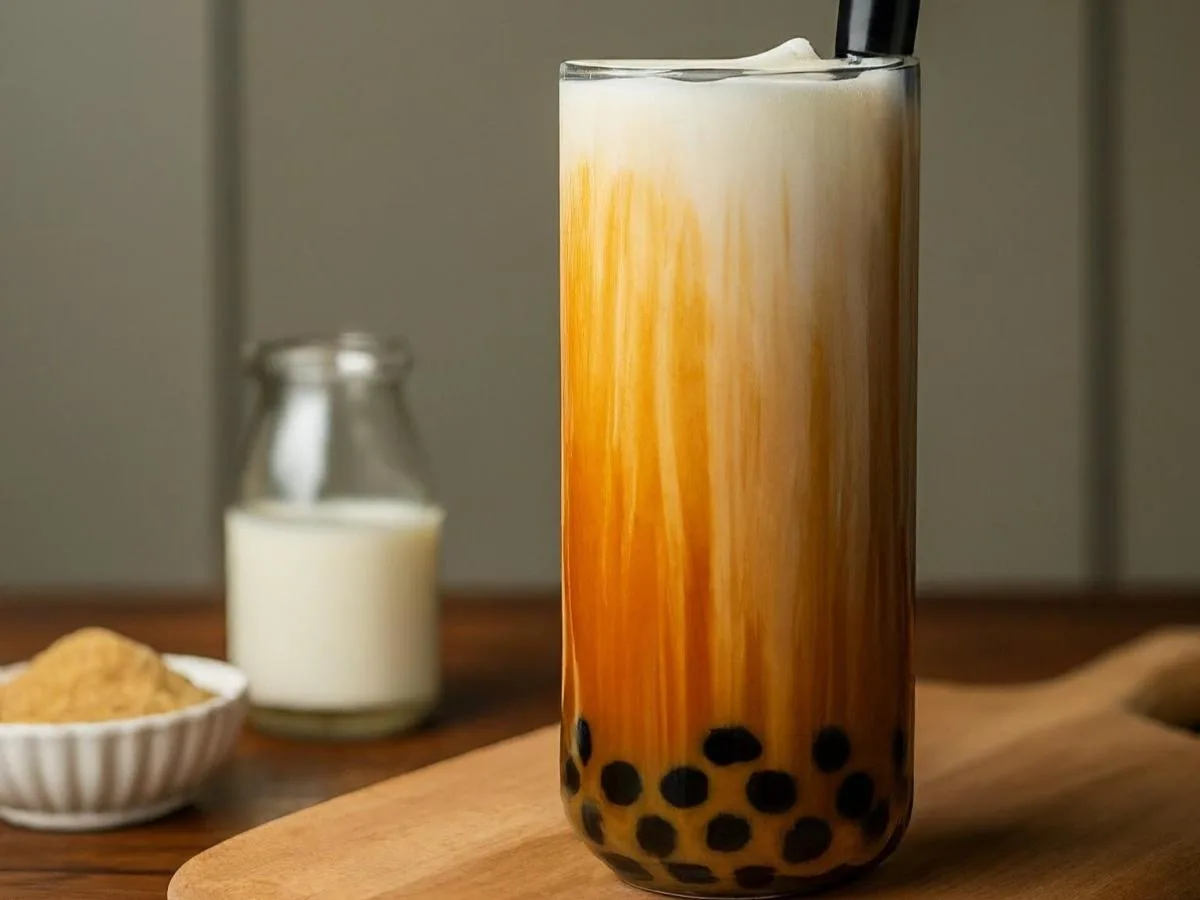 House milk tea with Pearl Boba [Unsweetened]