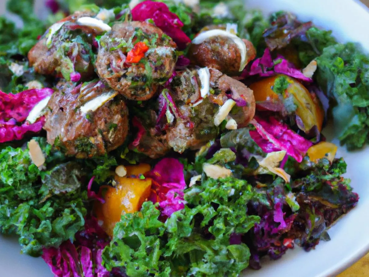 Pink Power Salad with Meatballs