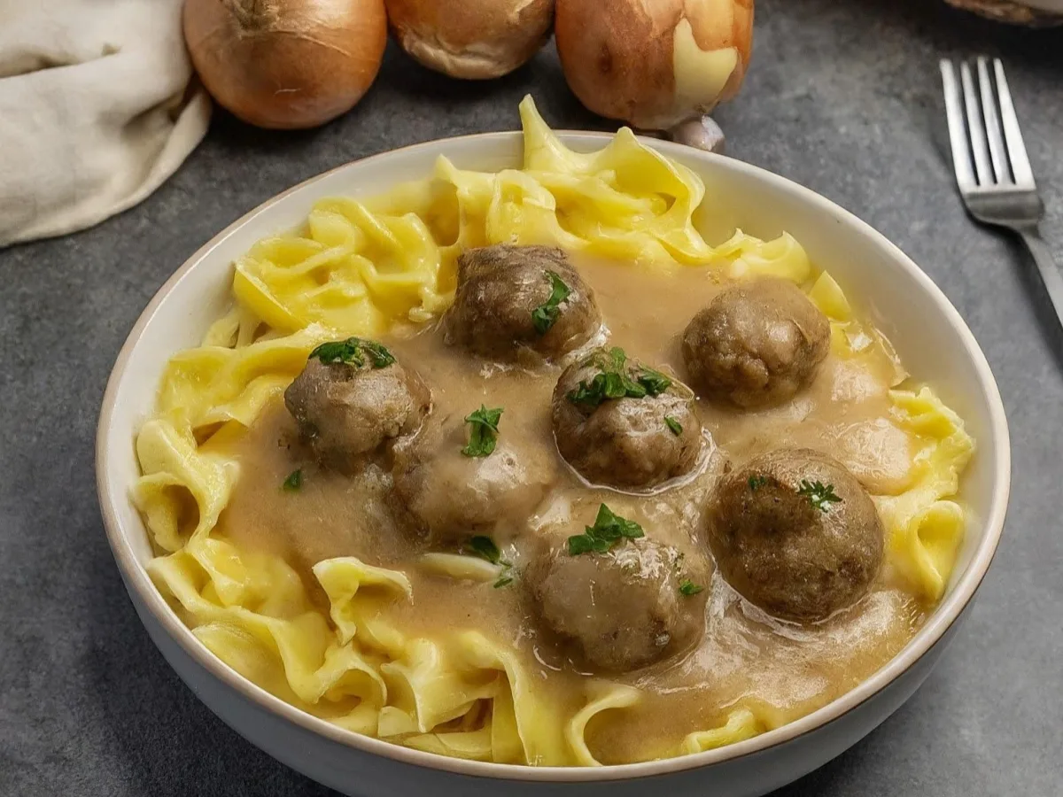 Halal Gravy Pappardelle & Cufte (Meatballs) (21oz) Halal Gravy Pappardelle & Cufte (Meatballs) (21oz)