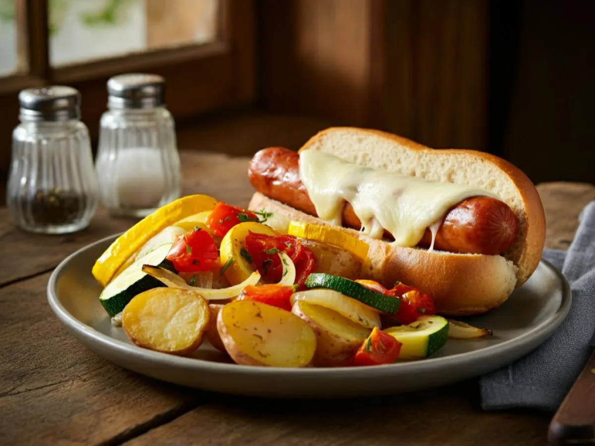 Argentinian Choripan with Homestyle Potatoes and Steamed Veggies [Small]
