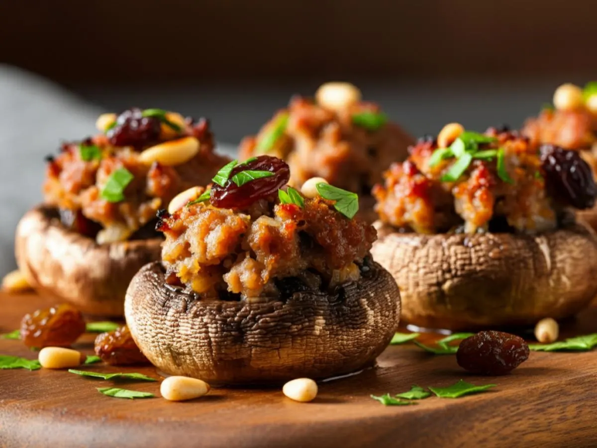 Stuffed Mushrooms with Sausage and Raisin