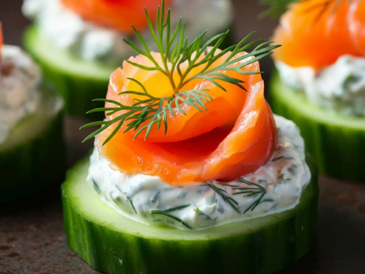 Cucumber Round with Dill Cream-Cheese and Lox