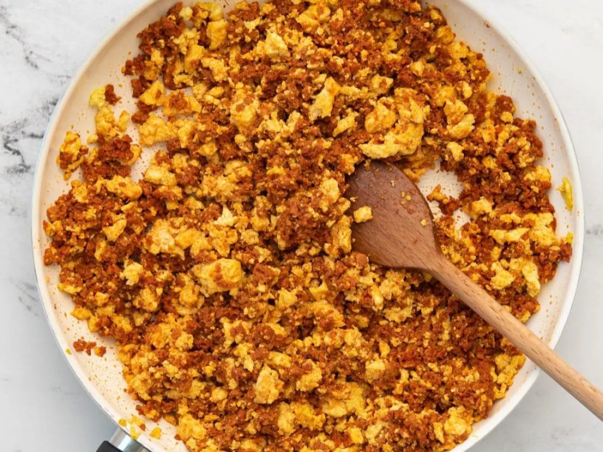 Scrambled eggs with Soyrizo Scrambled eggs with Soyrizo