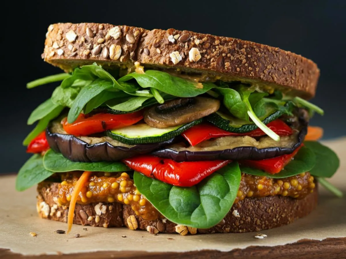 Grilled Vegan Sandwich with Mixed Greens Grilled Vegan Sandwich with Mixed Greens