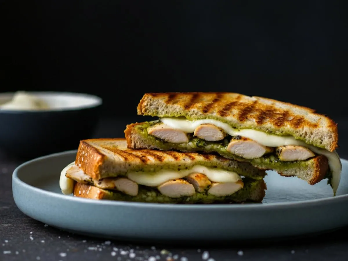 Grilled Chicken and Pesto with Mozzarella Toasties