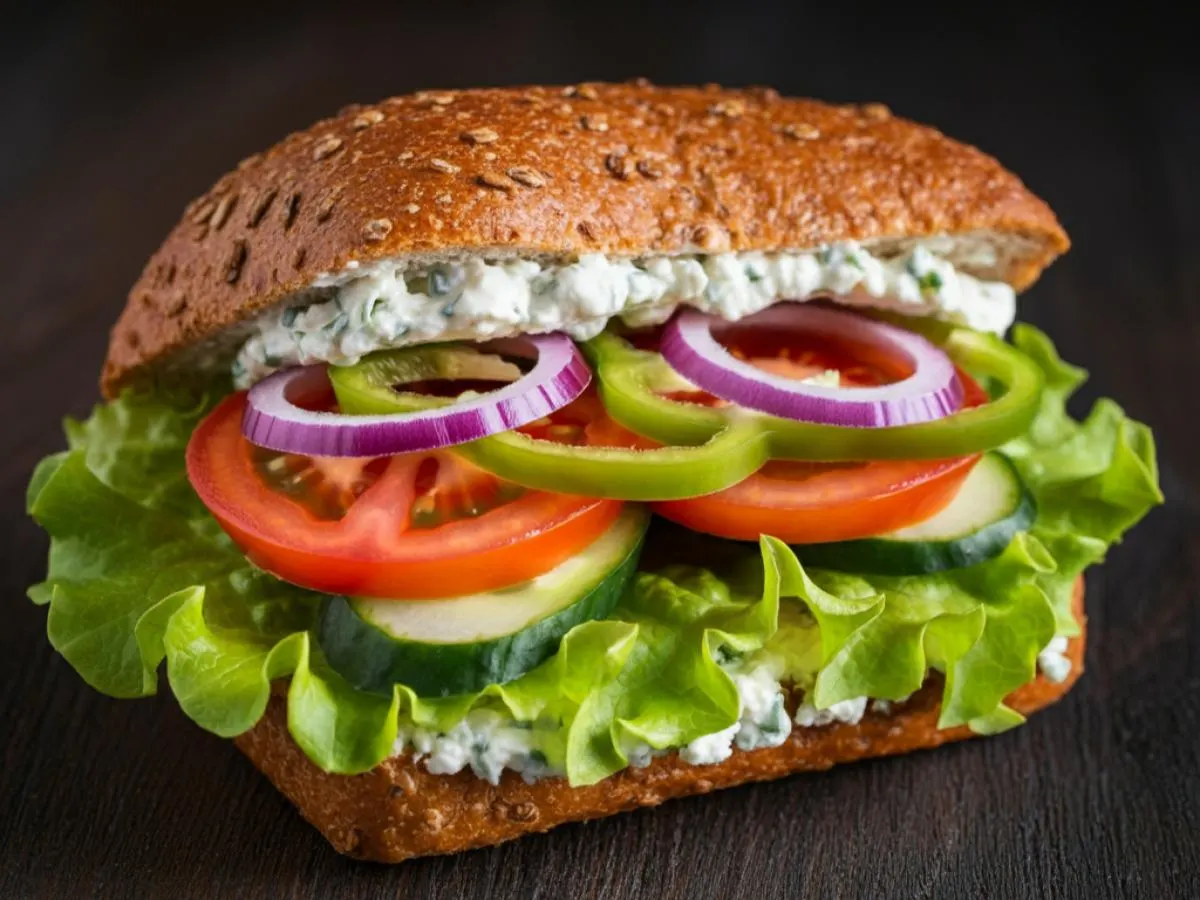 Mediterranean Veg Out Sandwich with Cream Cheese Mediterranean Veg Out Sandwich with Cream Cheese