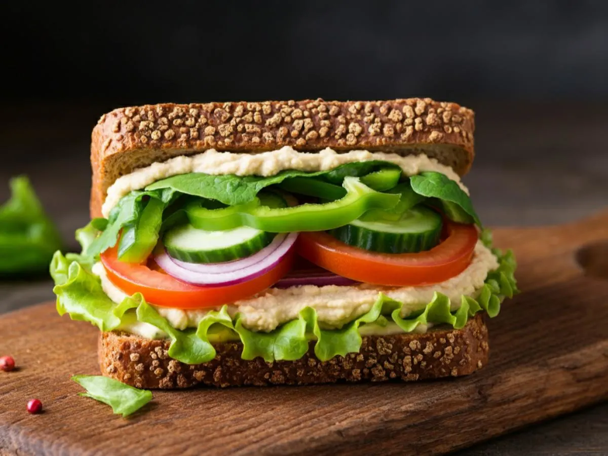 Mediterranean Veg Out Sandwich with Hummus Mediterranean Veg Out Sandwich with Hummus