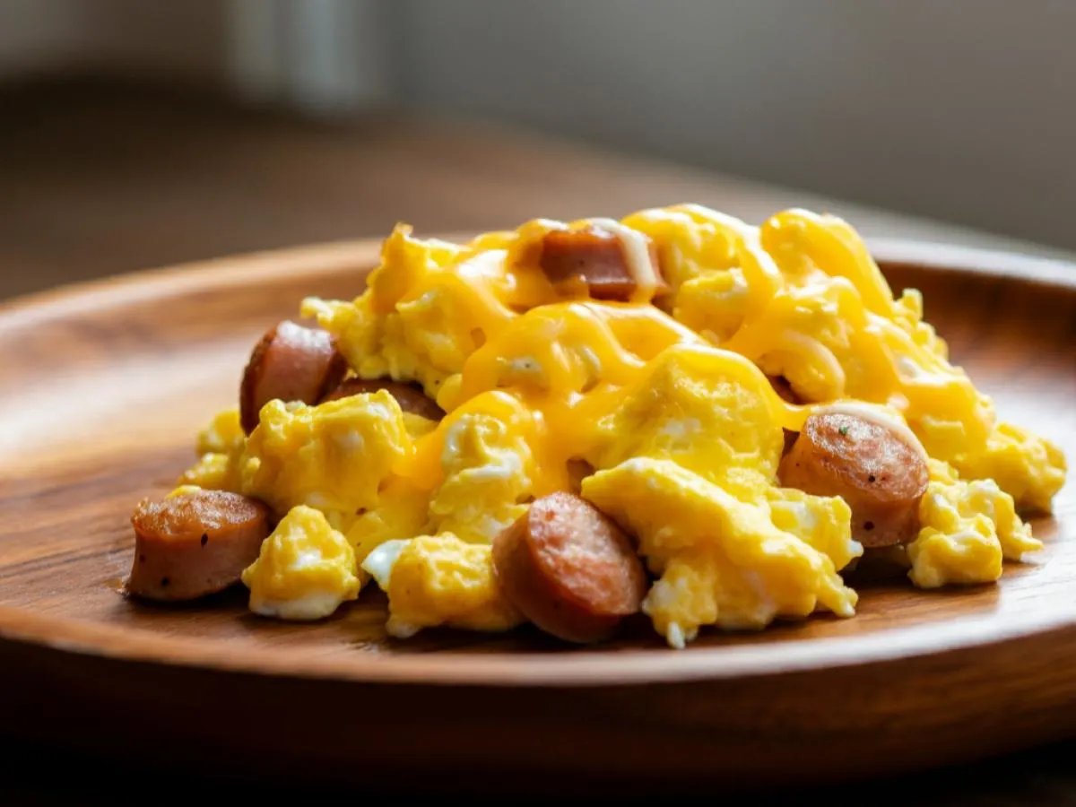 Scambled Eggs with Apple Wood Chicken Sausage